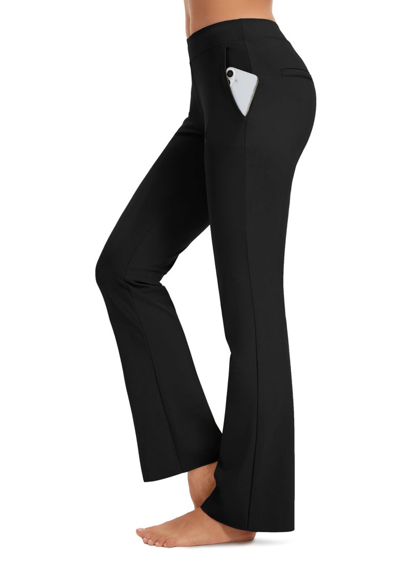 Safort 31" 34" Women Bootcut Yoga Tall Dress Pants Flare Long Trousers Work Stretchy Business Casual Slacks Pockets, 34", Black, L - Image 2